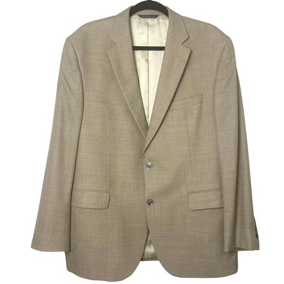 Jack Victor x Carlo Barbera Men's Wool 2-Button Sport Coat Tan Blazer Sz 44R - Picture 1 of 11